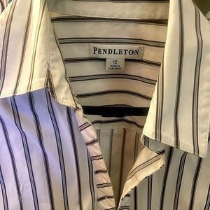 Pendleton Women’s (Size 12) Career Casual Monochrome Striped button down shirt